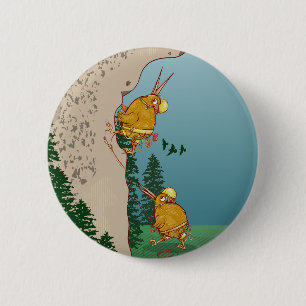 Kiwi Bird rock climbing 6 Cm Round Badge
