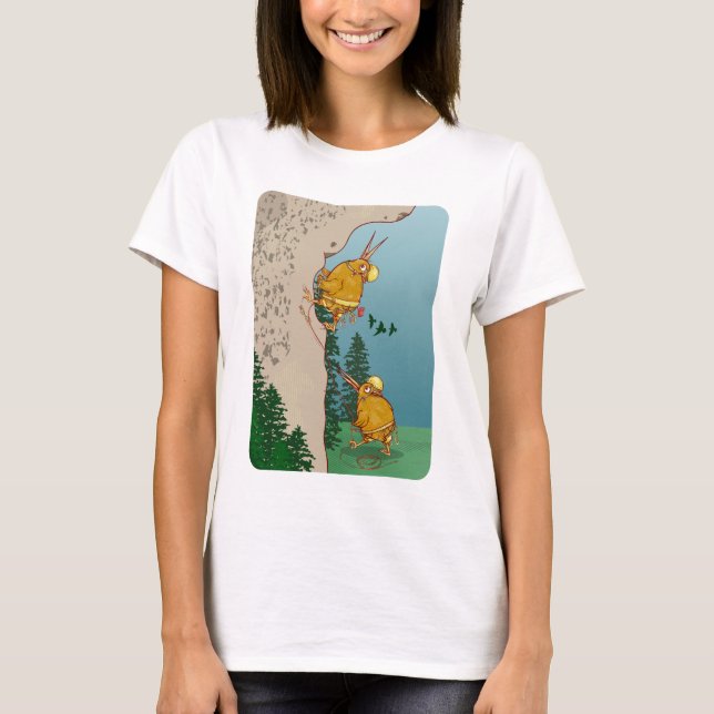 Kiwi Bird rock climbing T-Shirt (Front)
