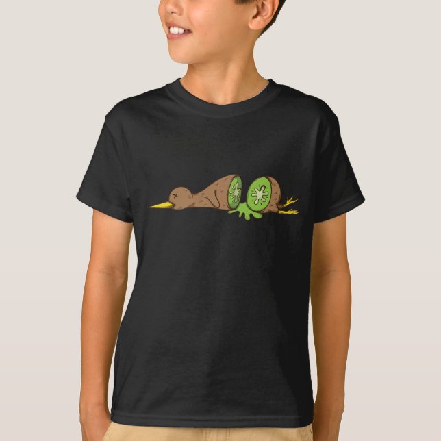 Kiwi Bird sliced like a Kiwi Fruit T-Shirt (Front)