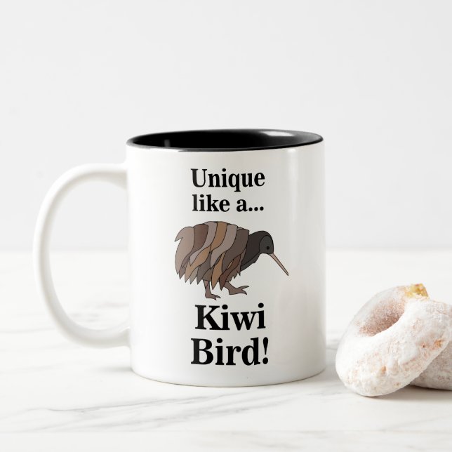 Kiwi Bird Two-Tone Coffee Mug (With Donut)
