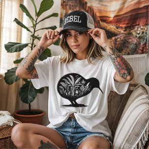 Kiwi Bird with Native Plants T-Shirt