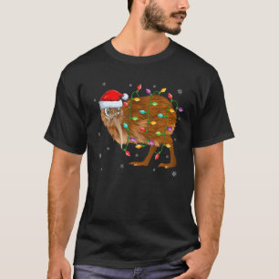 Kiwi Bird Xmas Lighting Santa Hat Kiwi Christmas T-Shirt