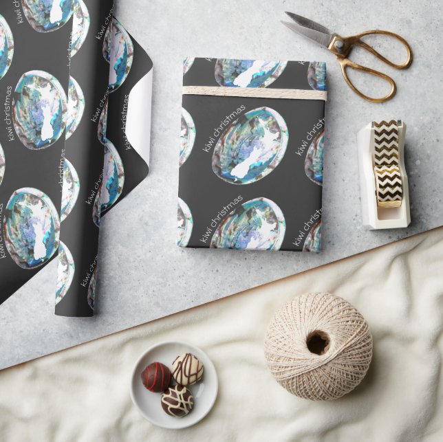 KIWI CHRISTMAS NEW ZEALAND PAUA SHELL CUSTOM XMAS  WRAPPING PAPER (Crafts)