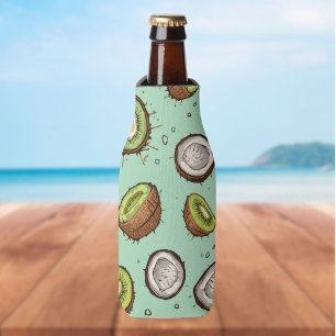 Kiwi & Coconut Duo Tropical Watercolor Fruit Bottle Cooler