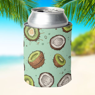 Kiwi & Coconut Duo Tropical Watercolor Fruit Can Cooler