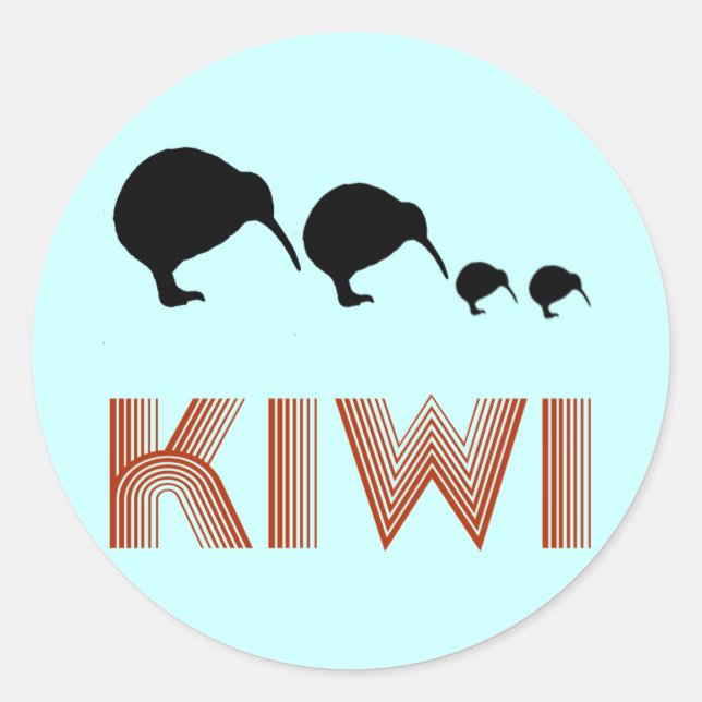 Kiwi Family Retro New Zealand Sticker (Front)