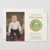 Kiwi First Birthday Photo Invitation