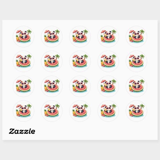 Kiwi Float Panda 🐼 Cute Tropical Beach Sticker (Sheet)