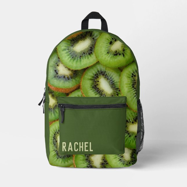 Kiwi Fruit Green Custom Name Printed Backpack (Front)