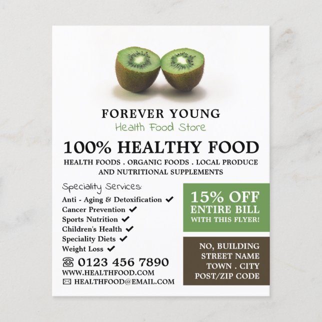 Kiwi Fruit, Health Food Store Advertising Flyer (Front)