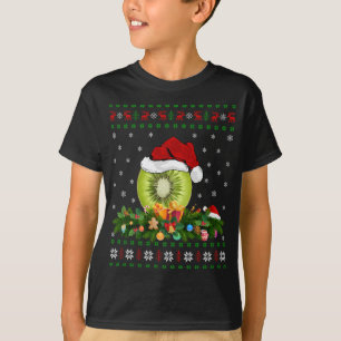 Kiwi Fruit Lover Xmas Santa Hat Ugly Kiwi Christma T-Shirt