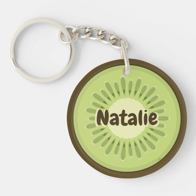 Kiwi Fruit Name Label Key Ring (Front)
