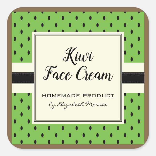 Kiwi fruit pattern homemade face cream label (Front)