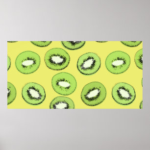 Kiwi fruit seamless pattern,background with kiwi s poster