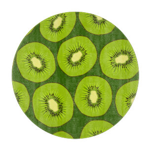 Kiwi fruit slices: dark green. cutting board