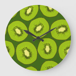 Kiwi fruit slices: dark green. large clock