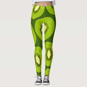 Kiwi fruit slices: dark green. leggings