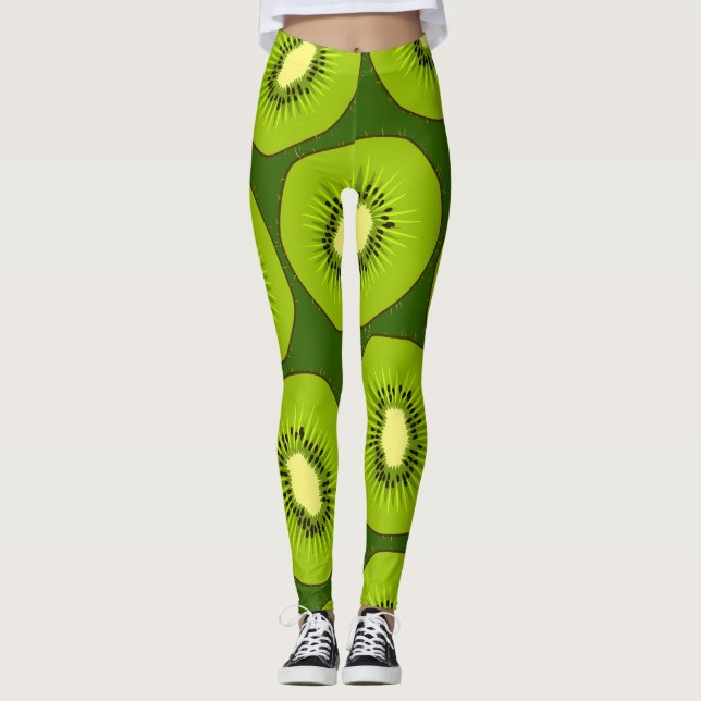 Kiwi fruit slices: dark green. leggings (Front)