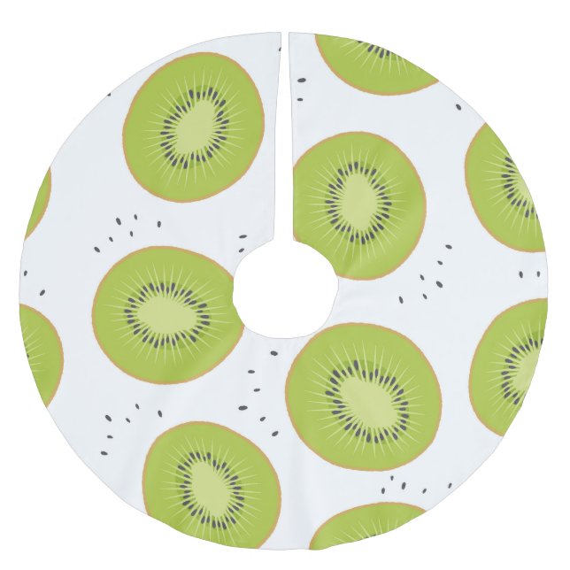 Kiwi fruit slices, seamless illustration. brushed polyester tree skirt (Front)