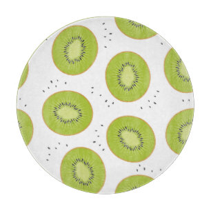Kiwi fruit slices, seamless illustration. cutting board