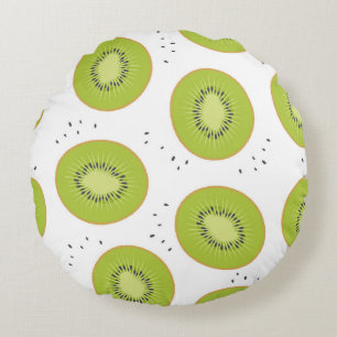 Kiwi fruit slices, seamless illustration. round cushion