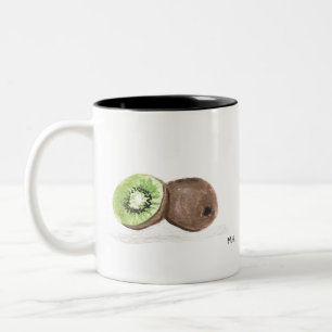 Kiwi fruit watercolour Two-Tone coffee mug