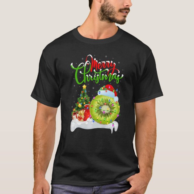 Kiwi Fruit  Xmas Decorations Santa Kiwi Fruit Chri T-Shirt (Front)