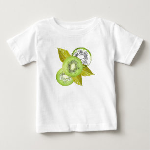Kiwi, fruity, green and white, fresh, juicy, white baby T-Shirt