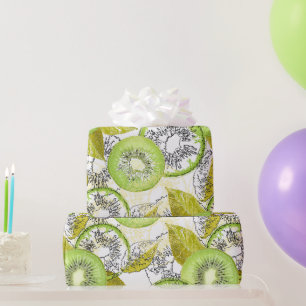 Kiwi, fruity, green and white, fresh, juicy, white wrapping paper