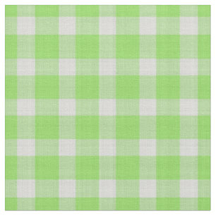 Kiwi Green and white checkered plaid gingham Fabric
