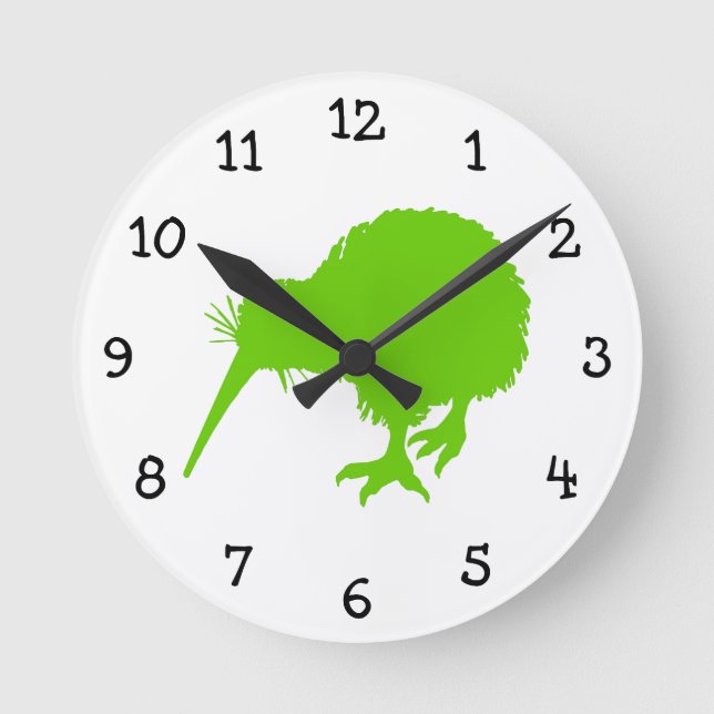 Kiwi Green Bird Round Clock (Front)
