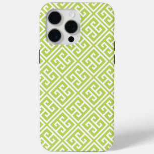 Kiwi Green Greek Key Pattern iPhone 15 Pro Max Case