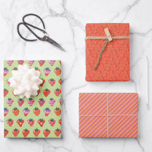 Kiwi Illustrated Strawberry Gift Wrap Collection