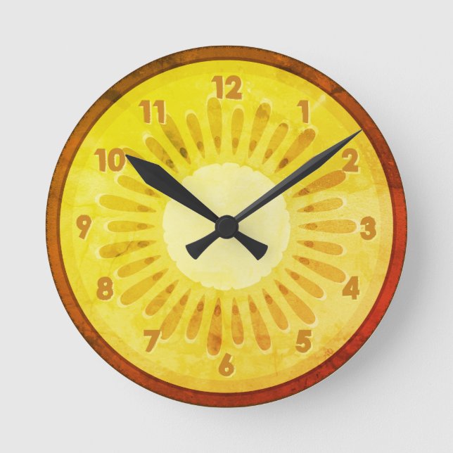 Kiwi Lemon Fruit Slice Round Clock (Front)