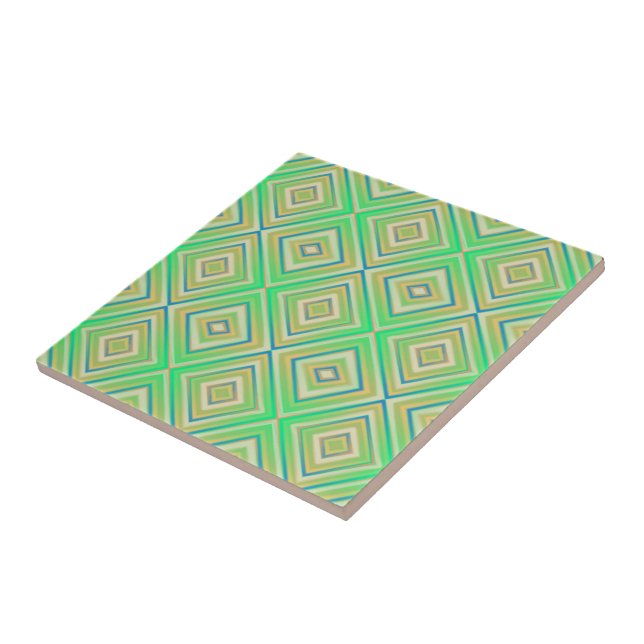 Kiwi Lime Green Alternative Diamond Pattern  Tile (Side)