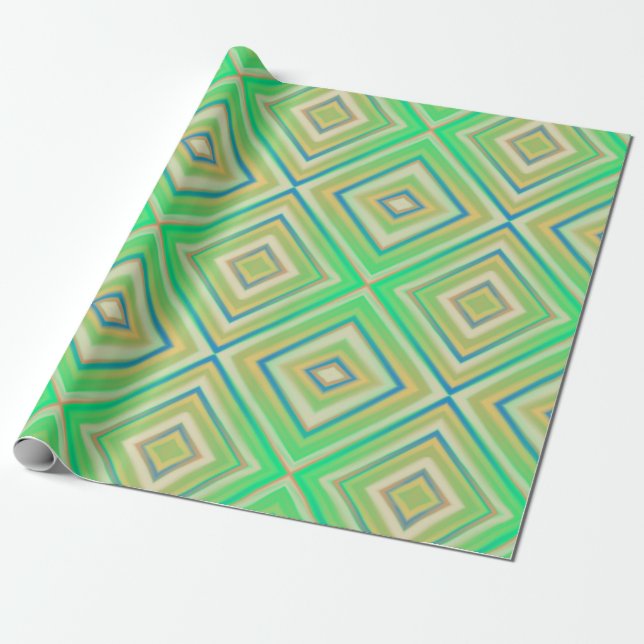 Kiwi Lime Green Alternative Diamond Pattern Wrapping Paper (Unrolled)