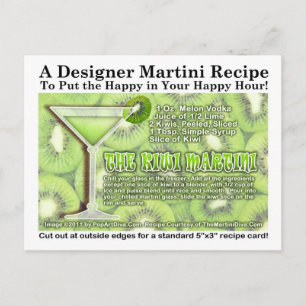 Kiwi Martini Recipe Postcard
