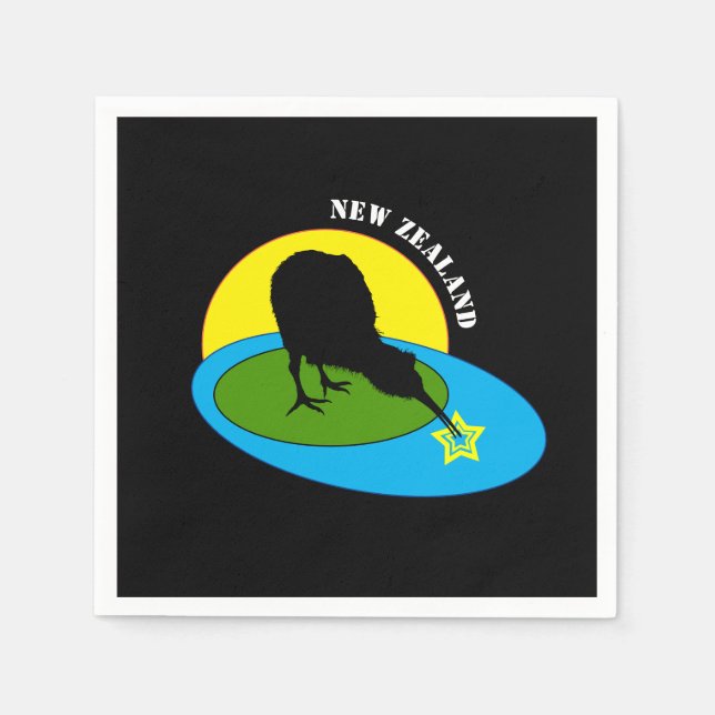Kiwi - New Zealand Bird & Bro (kids party) Napkin (Front)