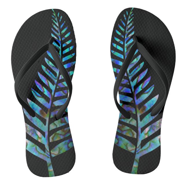 KIWI NEW ZEALAND FERN PAUA FLIP FLOPS (Footbed)