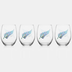 KIWI NEW ZEALAND FERN PAUA STEMLESS WINE GLASS