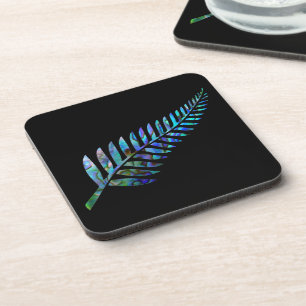 KIWI NEW ZEALAND FERN PAUA STONE COASTER