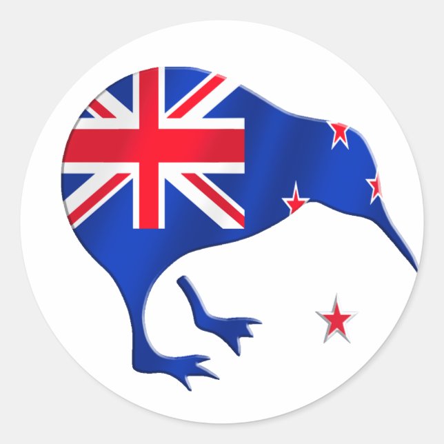 kiwi New Zealand flag soccer football gifts Classic Round Sticker (Front)