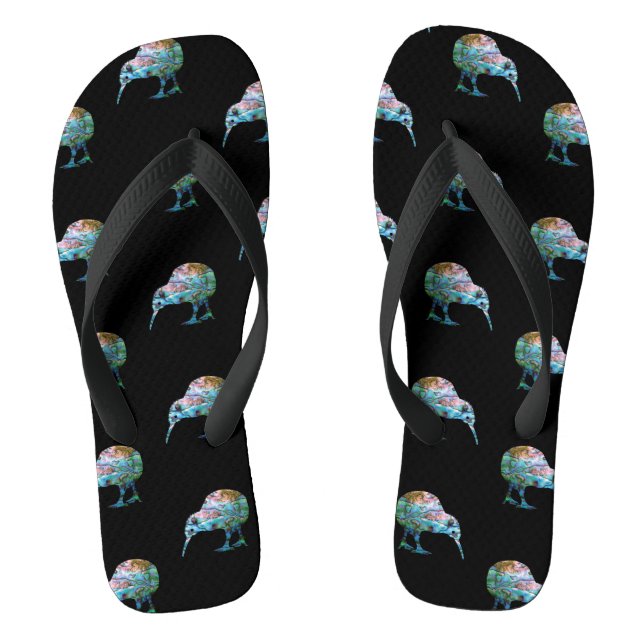 KIWI NEW ZEALAND KIWI PAUA JANDALS FLIP FLOPS (Footbed)