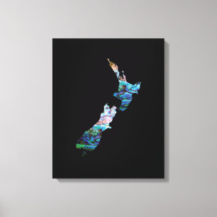 KIWI NEW ZEALAND MAP PAUA CANVAS PRINT