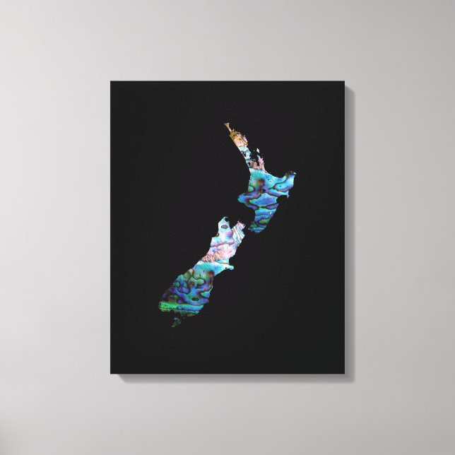 KIWI NEW ZEALAND MAP PAUA CANVAS PRINT (Front)