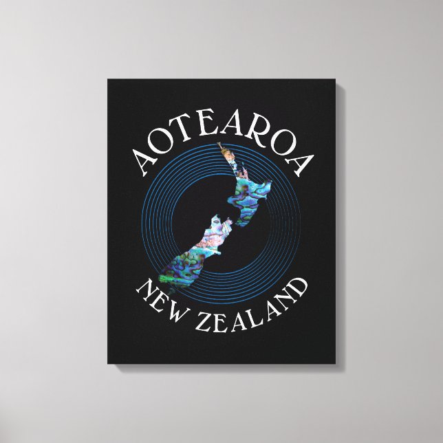 KIWI NEW ZEALAND MAP PAUA CANVAS PRINT (Front)