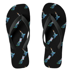 KIWI NEW ZEALAND MAP PAUA FLIP FLOPS