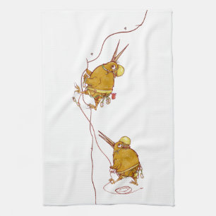 Kiwi NZ BIRDS ROCK CLIMBING Tea Towel