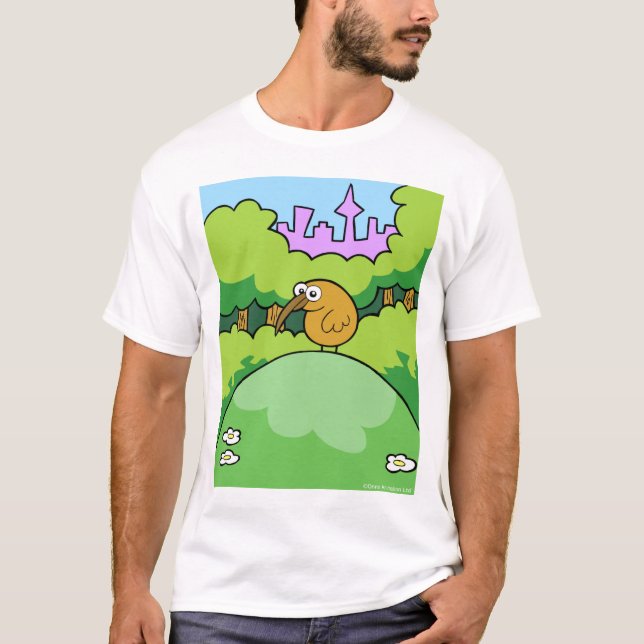 Kiwi on a hill. Dark and light clothing T-Shirt (Front)