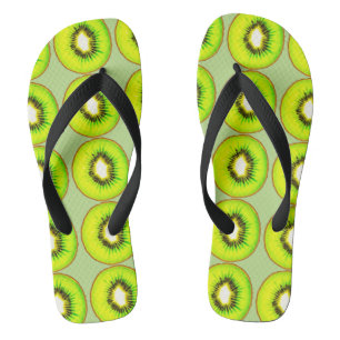 Kiwi pattern flip flops